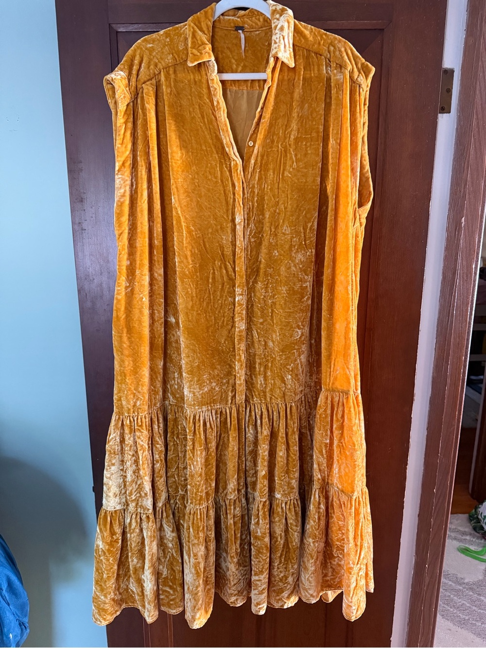 Free People Golden Velvet Tiered Maxi Dress